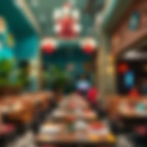 A vibrant dining atmosphere showcasing the eclectic interior of a renowned Al Quoz restaurant