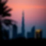 The striking silhouette of Ajman Pearl Tower against the skyline.