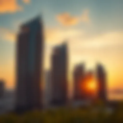 Al Habtoor Towers: A Sunset Perspective Stunning view of Al Habtoor Towers at sunset