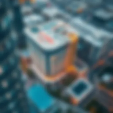 Aerial view of Al Karama Business Center showcasing its modern architecture.