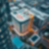 Aerial Perspective of Al Karama Business Center Aerial view of Al Karama Business Center showcasing its modern architecture.