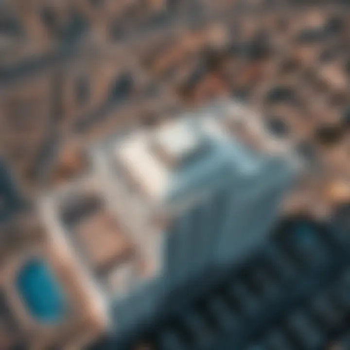 Aerial view of Al Mashroom Building 3 showcasing its modern architectural design.