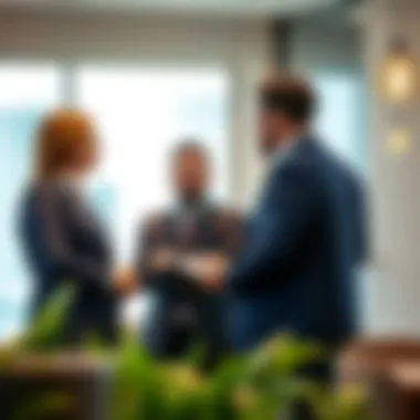 Real Estate Investment Discussion Real estate agent discussing investment opportunities with clients
