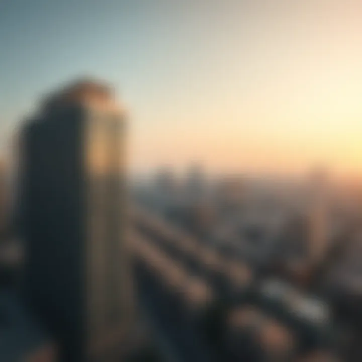 Astoria Building in the Context of Satwa Panoramic view of Satwa neighborhood highlighting Astoria Building's location