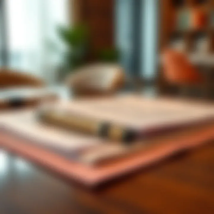 Close-up of necessary banking documents on a table