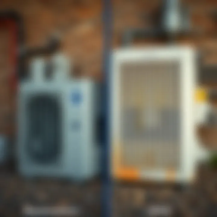 Before and after restoration comparison of an air conditioning unit