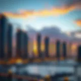 Stunning skyline view of Dubai Marina at sunset