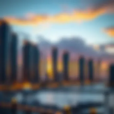 Dubai Marina Skyline at Sunset Stunning skyline view of Dubai Marina at sunset