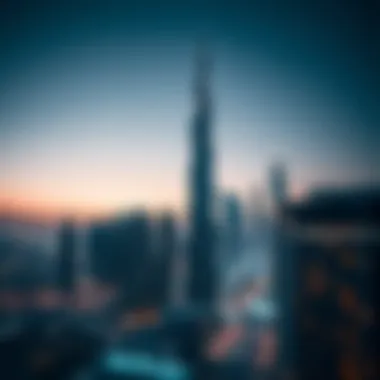 Burj Khalifa at Dusk Burj Khalifa at dusk with lights illuminating the skyline