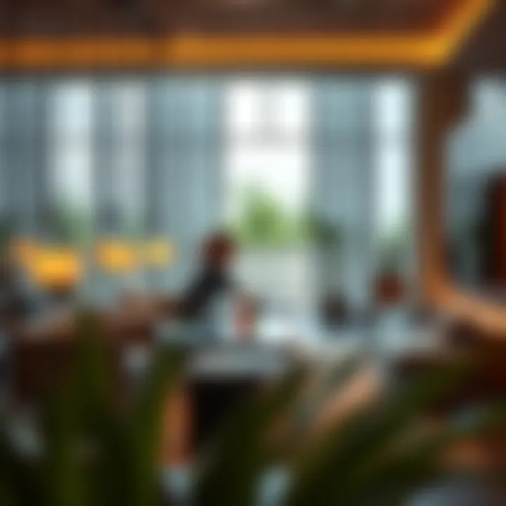 Tranquil Business Lounge Environment A tranquil business lounge environment designed for relaxation and productivity.