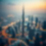 Aerial view of a modern city skyline in Dubai