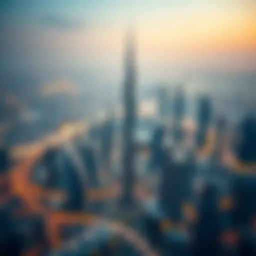 Aerial view of a modern city skyline in Dubai