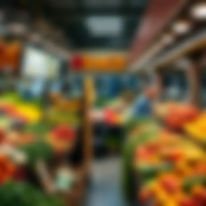 Fresh produce market highlighting food options in both regions