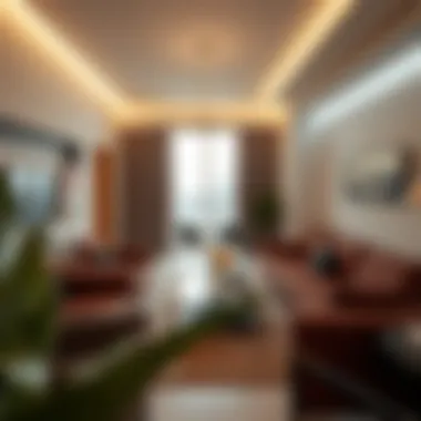 Stylish Living Space in Al Nahda Modern living room in a 1 BHK unit