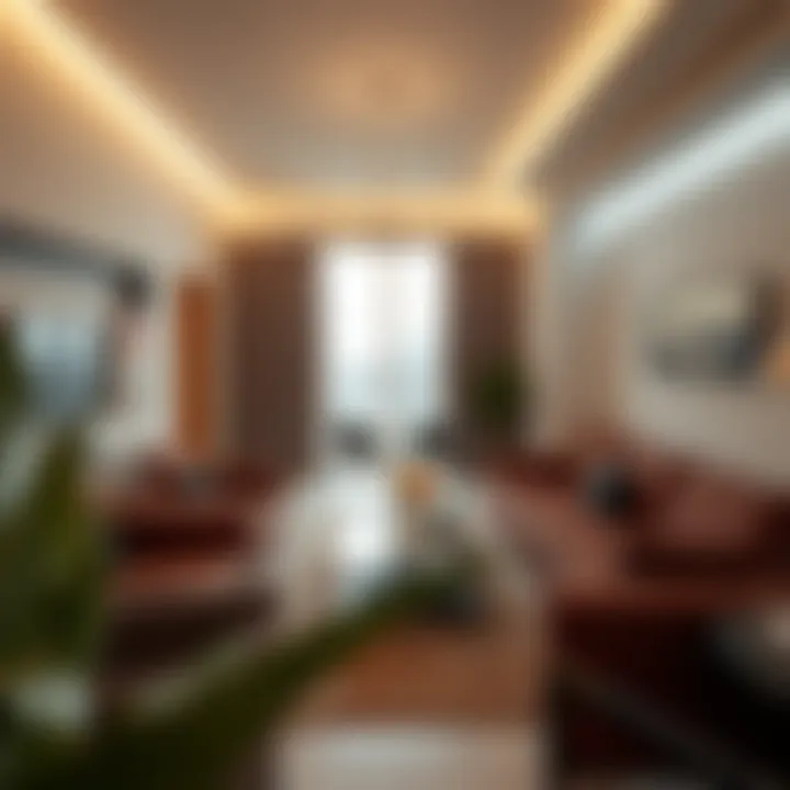 Stylish Living Space in Al Nahda Modern living room in a 1 BHK unit