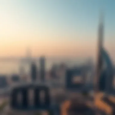 Dubai Skyline with DEWA Logo Overview of Dubai with DEWA branding