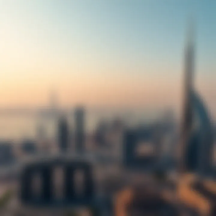 Dubai Skyline with DEWA Logo Overview of Dubai with DEWA branding