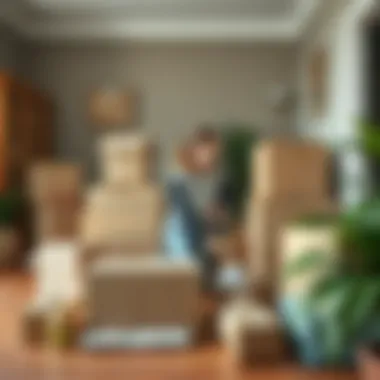 Packing materials and boxes ready for relocation