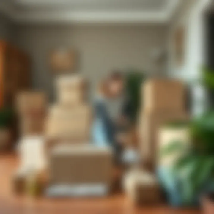 Packing materials and boxes ready for relocation