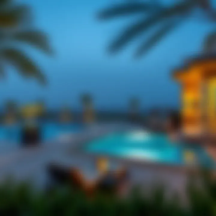 Elegant outdoor amenities at Damac Verona including pools and lounges