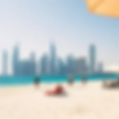 Pleasure seekers enjoying the beach and skyline