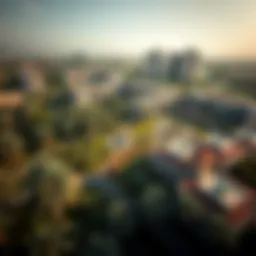 Aerial view of DDC Discovery Gardens showcasing lush greenery and residential units