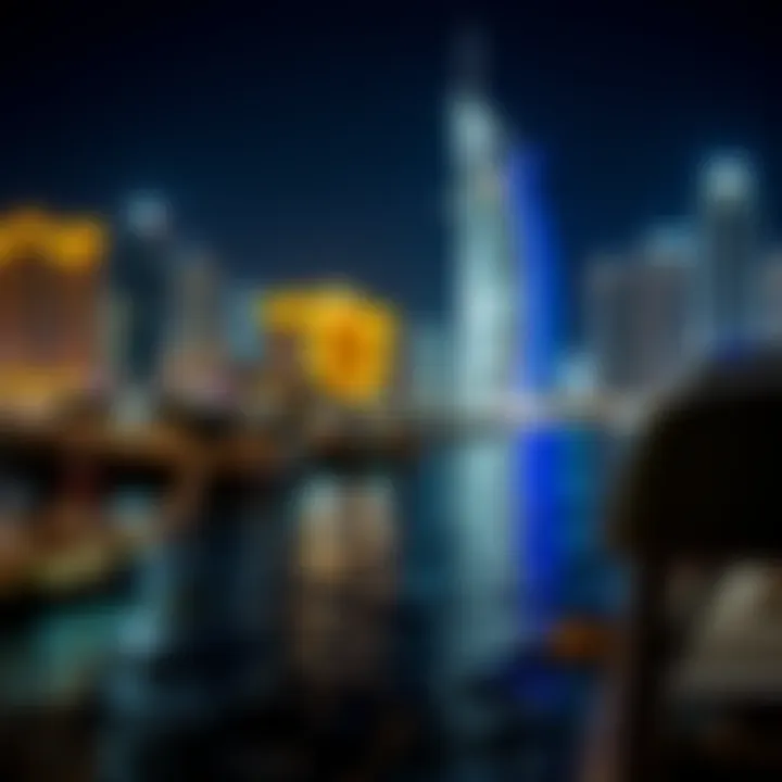 Night view of the illuminated Dubai waterfront