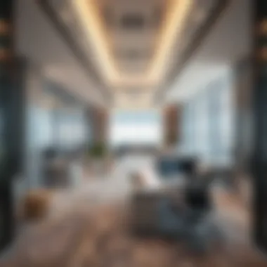 Interior view of a modern office space within Dewa Warsan buildings