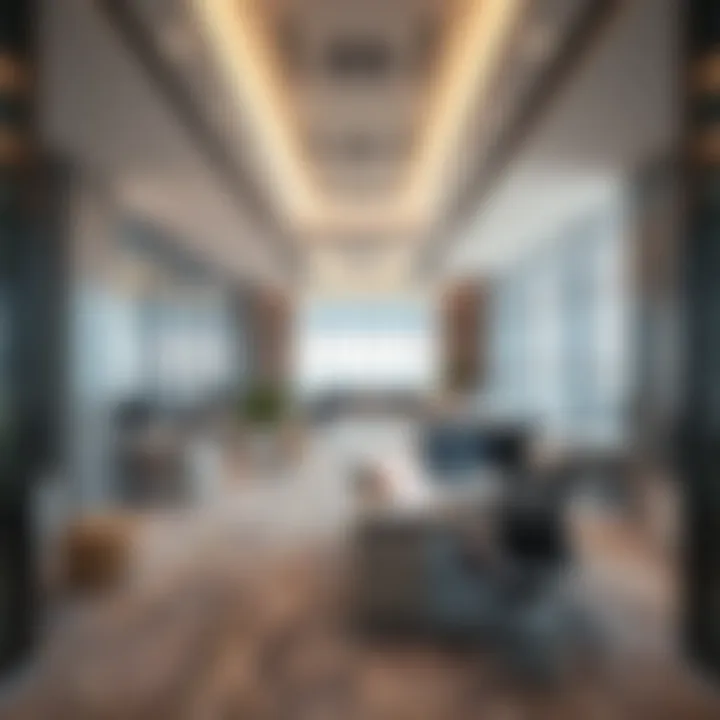 Interior view of a modern office space within Dewa Warsan buildings