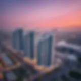 Aerial view of Al Khor Towers showcasing its unique architectural design