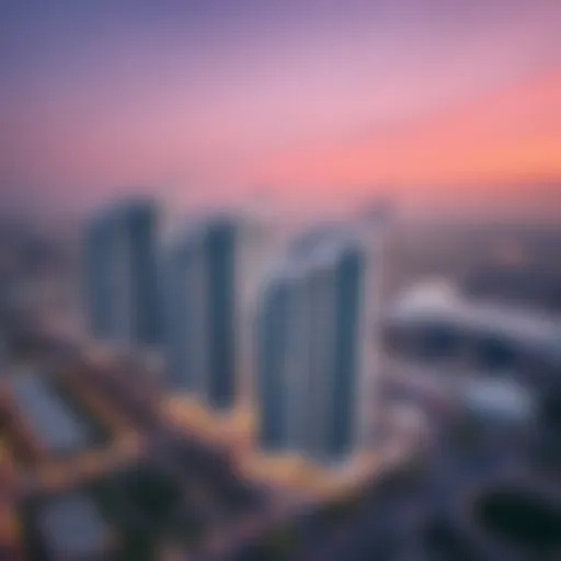 Aerial view of Al Khor Towers showcasing its unique architectural design