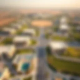 Aerial view of Al Rumailah showcasing modern architecture and green spaces