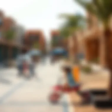 Community Life in Al Rumailah Vibrant community spaces in Al Rumailah with families enjoying leisure activities