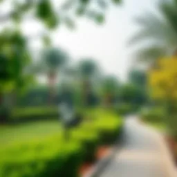 Tranquil view of Al Warqa 3 Park showcasing lush greenery and walking paths