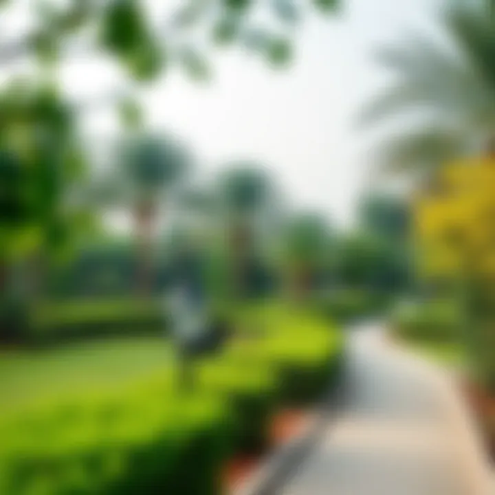 Lush Greenery at Al Warqa 3 Park Tranquil view of Al Warqa 3 Park showcasing lush greenery and walking paths