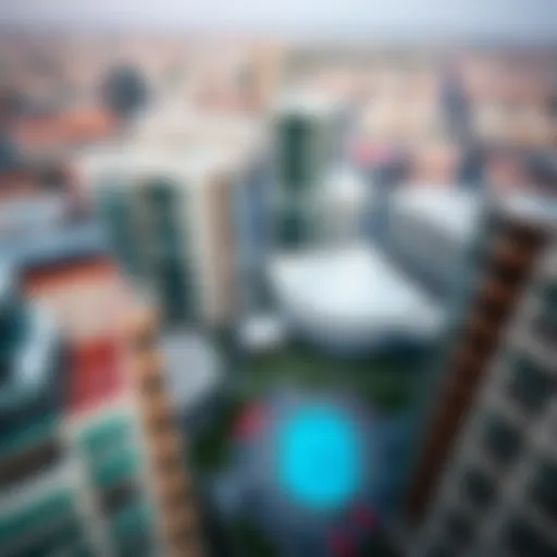 Aerial view of العين سكوير showcasing modern architecture