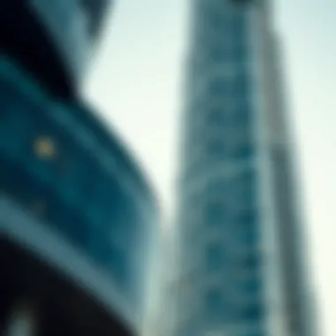 Close-up of Baheen Tower's architectural details showcasing its modern design