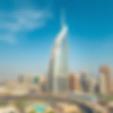 A panoramic view of Baheen Tower against the Dubai skyline