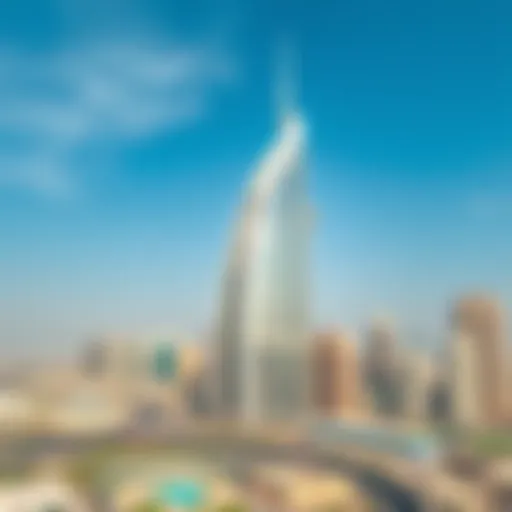 A panoramic view of Baheen Tower against the Dubai skyline