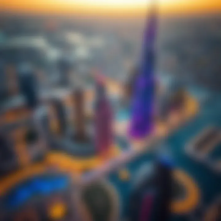 Aerial view of the vibrant Dubai skyline highlighting the location of Banyan Tree Residences