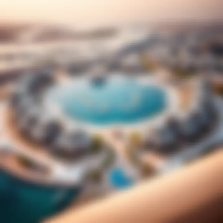 A panoramic view of the Palm Jumeirah from above