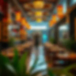 Vibrant dining scene showcasing diverse cuisines