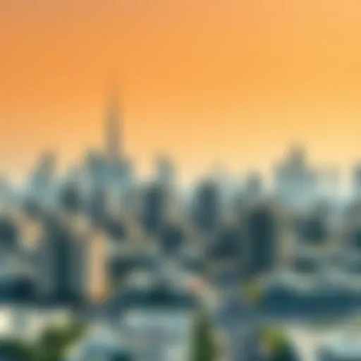 Breathtaking Skyline of Dubai's Affluent Neighborhood A stunning skyline view of Dubai's most affluent area, showcasing modern architecture.