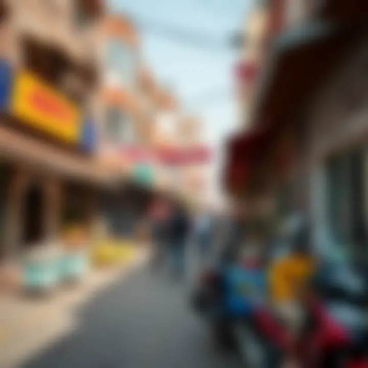 Local Lifestyle in Deira A vibrant street view of Deira, highlighting local amenities and lifestyle.