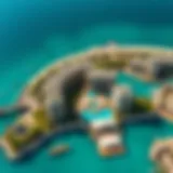 Aerial view of the luxurious Lanai Islands showcasing stunning architecture and waterfront.