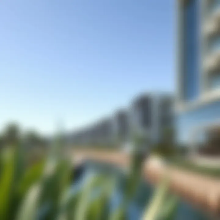 Modern real estate developments along the creek, illustrating the fusion of nature and architecture.