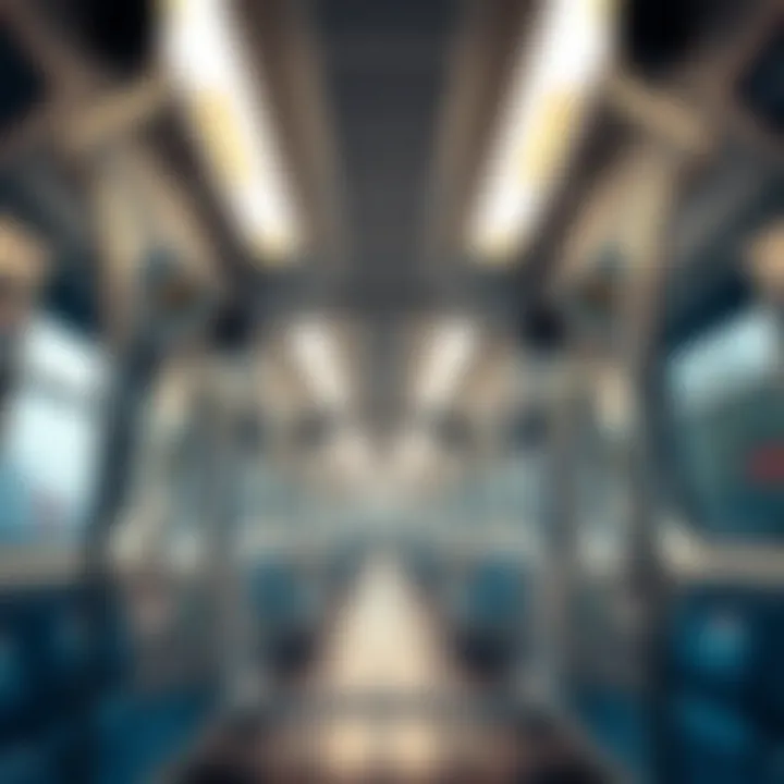 Inside a Modern Dubai Metro Train Interior of a modern metro train in Dubai