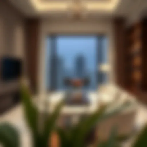 Charming view of midtown furnished apartment living room