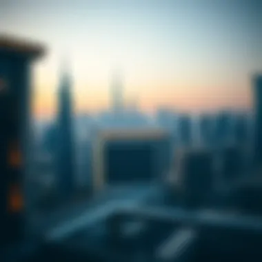 Scenic view of Dubai skyline from midtown apartment balcony