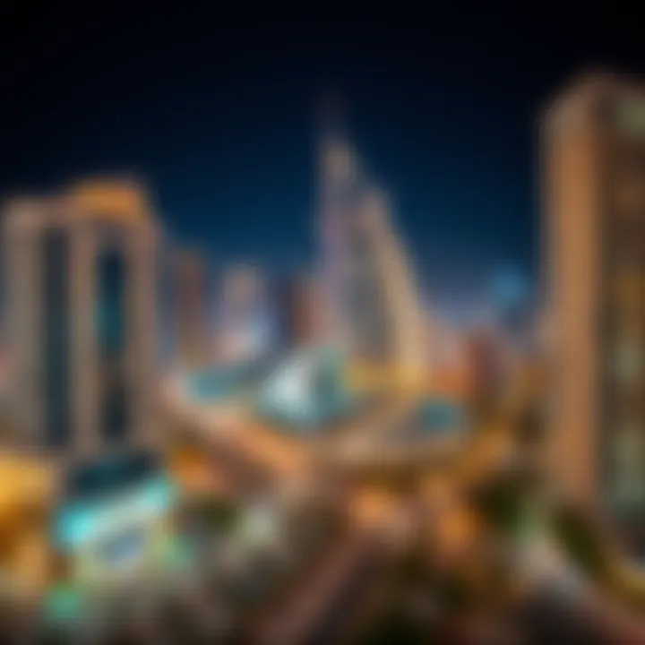 Panoramic view of Moza Plaza contributing to Dubai's urban landscape